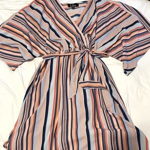 Multi color Lulus stripe dress. Flowy and fun!